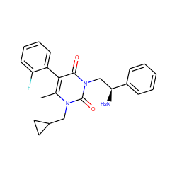 Cc1c(-c2ccccc2F)c(=O)n(C[C@H](N)c2ccccc2)c(=O)n1CC1CC1 ZINC000013609663