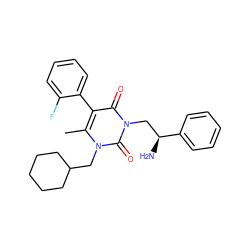 Cc1c(-c2ccccc2F)c(=O)n(C[C@H](N)c2ccccc2)c(=O)n1CC1CCCCC1 ZINC000013609670