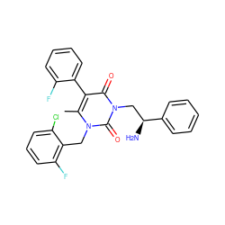 Cc1c(-c2ccccc2F)c(=O)n(C[C@H](N)c2ccccc2)c(=O)n1Cc1c(F)cccc1Cl ZINC000003842358