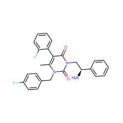 Cc1c(-c2ccccc2F)c(=O)n(C[C@H](N)c2ccccc2)c(=O)n1Cc1ccc(F)cc1 ZINC000013609685