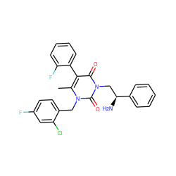 Cc1c(-c2ccccc2F)c(=O)n(C[C@H](N)c2ccccc2)c(=O)n1Cc1ccc(F)cc1Cl ZINC000013609715