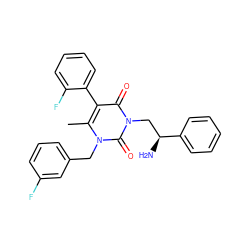 Cc1c(-c2ccccc2F)c(=O)n(C[C@H](N)c2ccccc2)c(=O)n1Cc1cccc(F)c1 ZINC000013609688