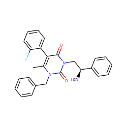 Cc1c(-c2ccccc2F)c(=O)n(C[C@H](N)c2ccccc2)c(=O)n1Cc1ccccc1 ZINC000013609684