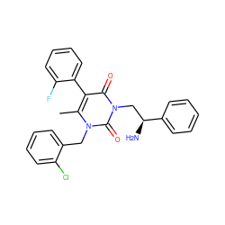 Cc1c(-c2ccccc2F)c(=O)n(C[C@H](N)c2ccccc2)c(=O)n1Cc1ccccc1Cl ZINC000013609695