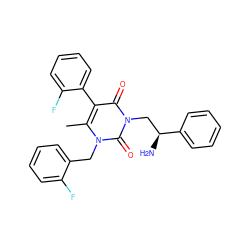 Cc1c(-c2ccccc2F)c(=O)n(C[C@H](N)c2ccccc2)c(=O)n1Cc1ccccc1F ZINC000013609691