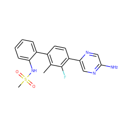 Cc1c(-c2ccccc2NS(C)(=O)=O)ccc(-c2cnc(N)cn2)c1F ZINC000224701923