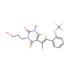 Cc1c(-c2ccccc2OC(F)(F)F)sc2c1c(=O)n(CCCO)c(=O)n2C ZINC001772596140