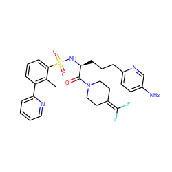 Cc1c(-c2ccccn2)cccc1S(=O)(=O)N[C@@H](CCCc1ccc(N)cn1)C(=O)N1CCC(=C(F)F)CC1 ZINC000103240209