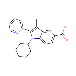 Cc1c(-c2ccccn2)n(C2CCCCC2)c2ccc(C(=O)O)cc12 ZINC000036350461