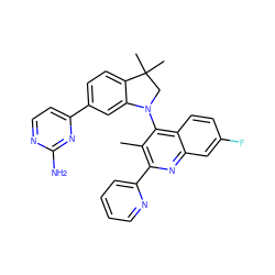 Cc1c(-c2ccccn2)nc2cc(F)ccc2c1N1CC(C)(C)c2ccc(-c3ccnc(N)n3)cc21 ZINC000095555141