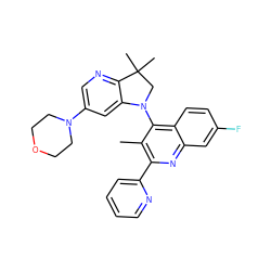 Cc1c(-c2ccccn2)nc2cc(F)ccc2c1N1CC(C)(C)c2ncc(N3CCOCC3)cc21 ZINC000095555277