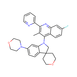 Cc1c(-c2ccccn2)nc2cc(F)ccc2c1N1CC2(CCOCC2)c2ccc(N3CCOCC3)cc21 ZINC000095555607