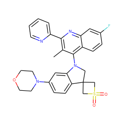 Cc1c(-c2ccccn2)nc2cc(F)ccc2c1N1CC2(CS(=O)(=O)C2)c2ccc(N3CCOCC3)cc21 ZINC000095556546