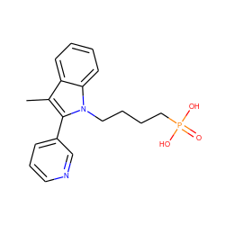 Cc1c(-c2cccnc2)n(CCCCP(=O)(O)O)c2ccccc12 ZINC000013542834