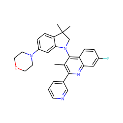 Cc1c(-c2cccnc2)nc2cc(F)ccc2c1N1CC(C)(C)c2ccc(N3CCOCC3)cc21 ZINC000095552713