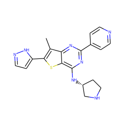 Cc1c(-c2ccn[nH]2)sc2c(N[C@@H]3CCNC3)nc(-c3ccncc3)nc12 ZINC000148863699