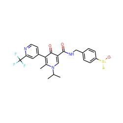 Cc1c(-c2ccnc(C(F)(F)F)c2)c(=O)c(C(=O)NCc2ccc([S@@+](C)[O-])cc2)cn1C(C)C ZINC000148794103