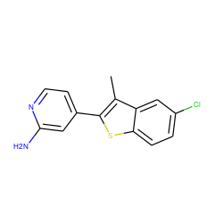 Cc1c(-c2ccnc(N)c2)sc2ccc(Cl)cc12 ZINC000049047863