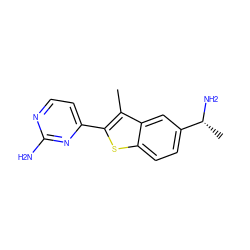 Cc1c(-c2ccnc(N)n2)sc2ccc([C@@H](C)N)cc12 ZINC000049036169