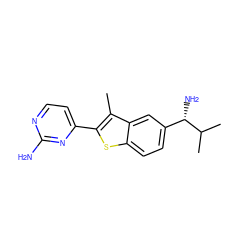 Cc1c(-c2ccnc(N)n2)sc2ccc([C@H](N)C(C)C)cc12 ZINC000049112109