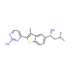 Cc1c(-c2ccnc(N)n2)sc2ccc([C@H](N)CC(C)C)cc12 ZINC000049035470