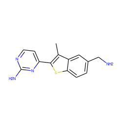 Cc1c(-c2ccnc(N)n2)sc2ccc(CN)cc12 ZINC000049793723