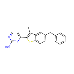 Cc1c(-c2ccnc(N)n2)sc2ccc(Cc3ccccc3)cc12 ZINC000049047891