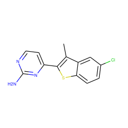 Cc1c(-c2ccnc(N)n2)sc2ccc(Cl)cc12 ZINC000000172352