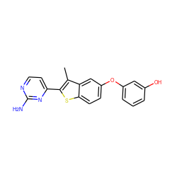 Cc1c(-c2ccnc(N)n2)sc2ccc(Oc3cccc(O)c3)cc12 ZINC000049036553