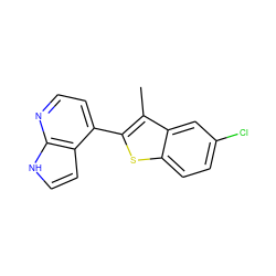 Cc1c(-c2ccnc3[nH]ccc23)sc2ccc(Cl)cc12 ZINC000049047867