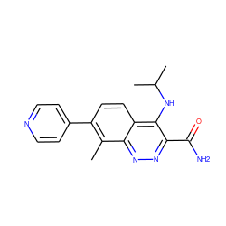 Cc1c(-c2ccncc2)ccc2c(NC(C)C)c(C(N)=O)nnc12 ZINC000095590920