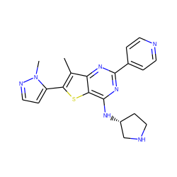 Cc1c(-c2ccnn2C)sc2c(N[C@@H]3CCNC3)nc(-c3ccncc3)nc12 ZINC000223670705