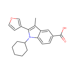 Cc1c(-c2ccoc2)n(C2CCCCC2)c2ccc(C(=O)O)cc12 ZINC000035013265