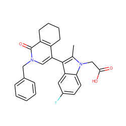 Cc1c(-c2cn(Cc3ccccc3)c(=O)c3c2CCCC3)c2cc(F)ccc2n1CC(=O)O ZINC000117015677