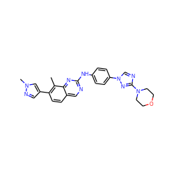 Cc1c(-c2cnn(C)c2)ccc2cnc(Nc3ccc(-n4cnc(N5CCOCC5)n4)cc3)nc12 ZINC000071317086