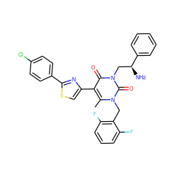 Cc1c(-c2csc(-c3ccc(Cl)cc3)n2)c(=O)n(C[C@H](N)c2ccccc2)c(=O)n1Cc1c(F)cccc1F ZINC000028387054