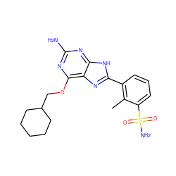 Cc1c(-c2nc3c(OCC4CCCCC4)nc(N)nc3[nH]2)cccc1S(N)(=O)=O ZINC000095921383