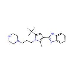 Cc1c(-c2nc3ccccc3[nH]2)cc(C(C)(C)C)n1CCCN1CCNCC1 ZINC000205362143