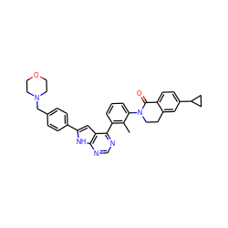 Cc1c(-c2ncnc3[nH]c(-c4ccc(CN5CCOCC5)cc4)cc23)cccc1N1CCc2cc(C3CC3)ccc2C1=O ZINC000205662932