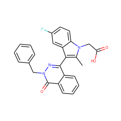 Cc1c(-c2nn(Cc3ccccc3)c(=O)c3ccccc23)c2cc(F)ccc2n1CC(=O)O ZINC000095563228