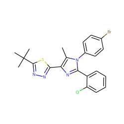 Cc1c(-c2nnc(C(C)(C)C)s2)nc(-c2ccccc2Cl)n1-c1ccc(Br)cc1 ZINC000040866426