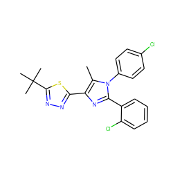 Cc1c(-c2nnc(C(C)(C)C)s2)nc(-c2ccccc2Cl)n1-c1ccc(Cl)cc1 ZINC000040393695