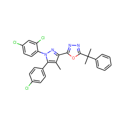 Cc1c(-c2nnc(C(C)(C)c3ccccc3)o2)nn(-c2ccc(Cl)cc2Cl)c1-c1ccc(Cl)cc1 ZINC000049872275