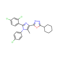 Cc1c(-c2nnc(C3CCCCC3)o2)nc(-c2ccc(Cl)cc2Cl)n1-c1ccc(Cl)cc1 ZINC000040409606