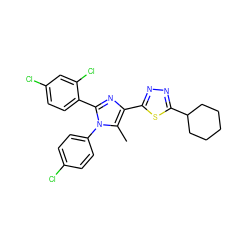 Cc1c(-c2nnc(C3CCCCC3)s2)nc(-c2ccc(Cl)cc2Cl)n1-c1ccc(Cl)cc1 ZINC000040935049