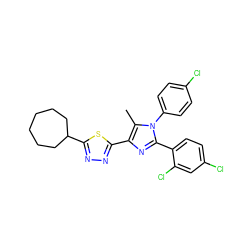 Cc1c(-c2nnc(C3CCCCCC3)s2)nc(-c2ccc(Cl)cc2Cl)n1-c1ccc(Cl)cc1 ZINC000040935051