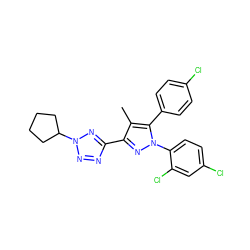 Cc1c(-c2nnn(C3CCCC3)n2)nn(-c2ccc(Cl)cc2Cl)c1-c1ccc(Cl)cc1 ZINC000029125260