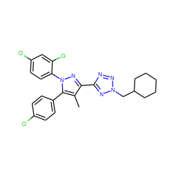 Cc1c(-c2nnn(CC3CCCCC3)n2)nn(-c2ccc(Cl)cc2Cl)c1-c1ccc(Cl)cc1 ZINC000029125205