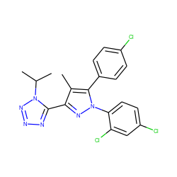 Cc1c(-c2nnnn2C(C)C)nn(-c2ccc(Cl)cc2Cl)c1-c1ccc(Cl)cc1 ZINC000029124900