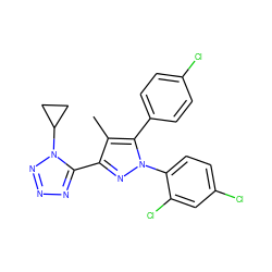 Cc1c(-c2nnnn2C2CC2)nn(-c2ccc(Cl)cc2Cl)c1-c1ccc(Cl)cc1 ZINC000029124811